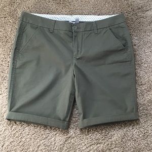 Army green long shorts